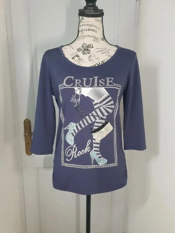 T-shirt bleu / violet avec motif strass Bréal – Taille 1 (36 / 38) – photo 8